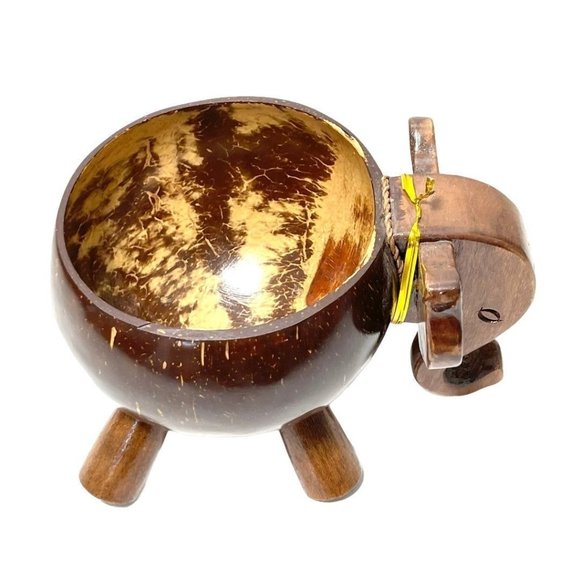 Hand Carved Wooden Elephant Bowl - Picture 9 of 12